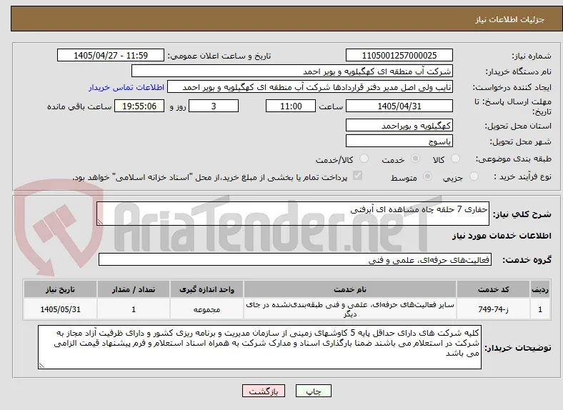 حفاری 7 حلقه چاه مشاهده ای آبرفتی