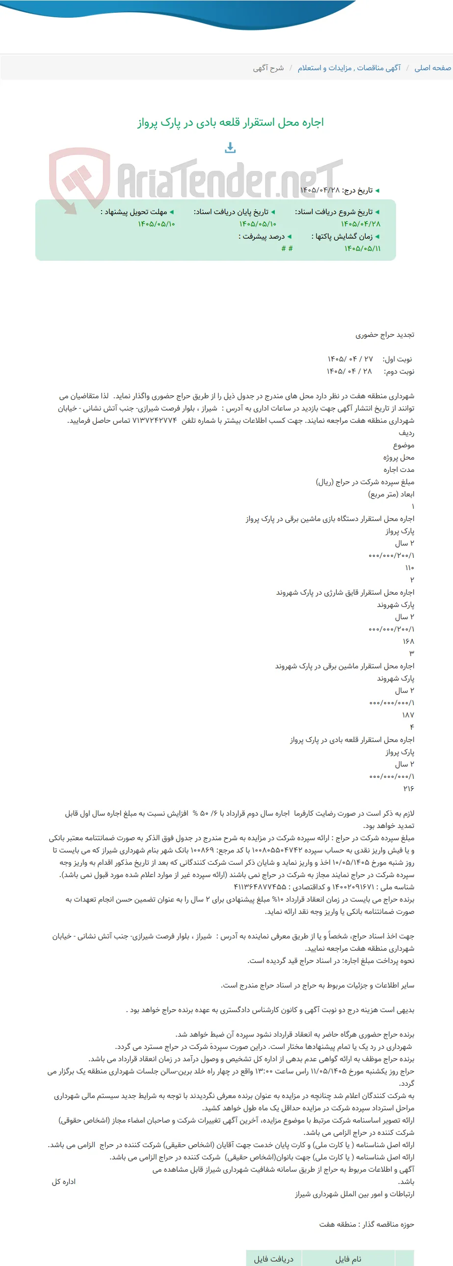 اجاره محل استقرار قلعه بادی در پارک پرواز
