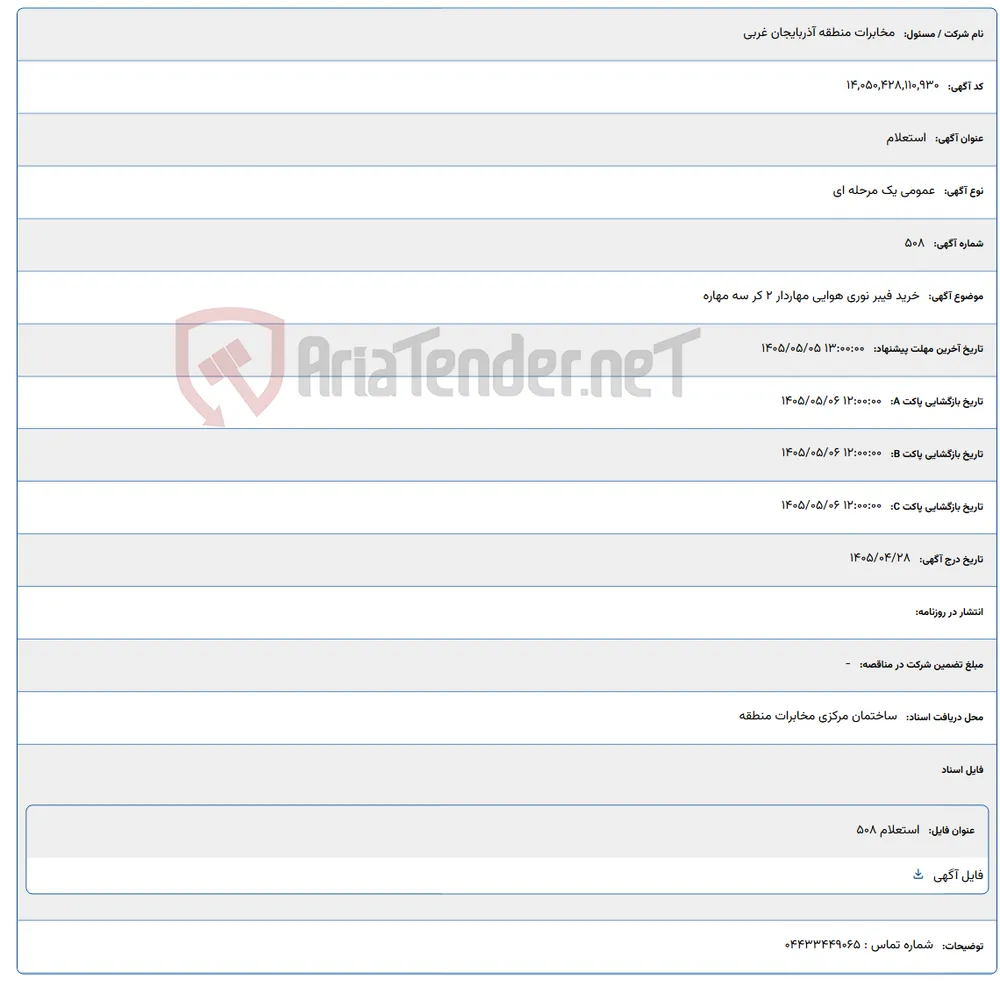 خرید فیبر نوری هوایی مهاردار 2 کر سه مهاره