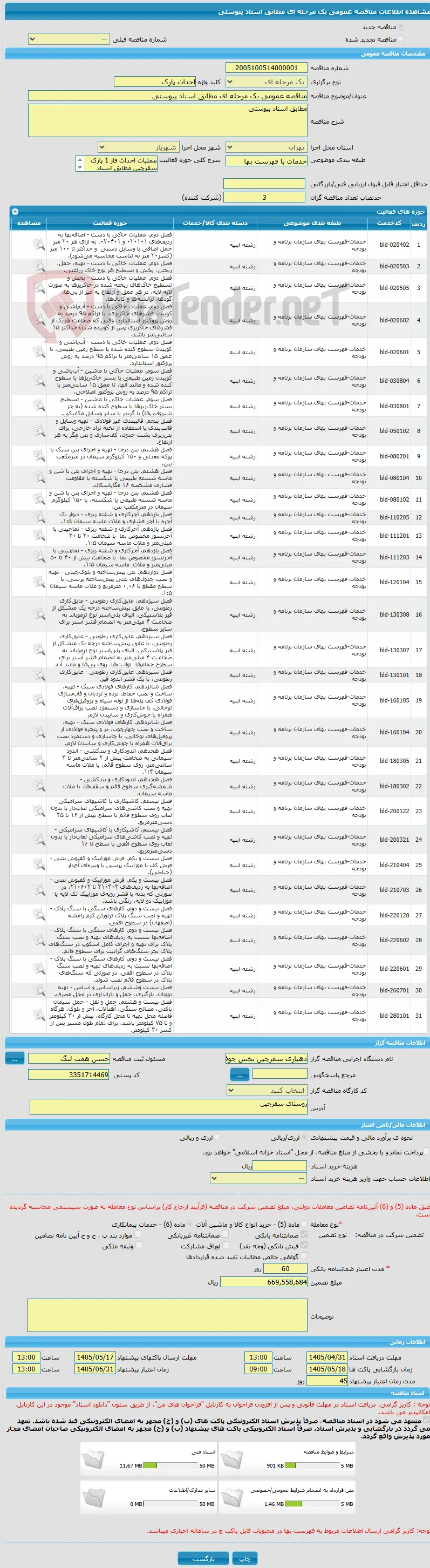 مناقصه عمومی یک مرحله ای مطابق اسناد پیوستی