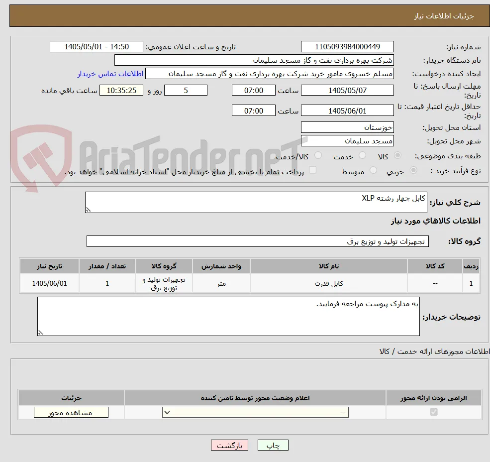 کابل چهار رشته XLP