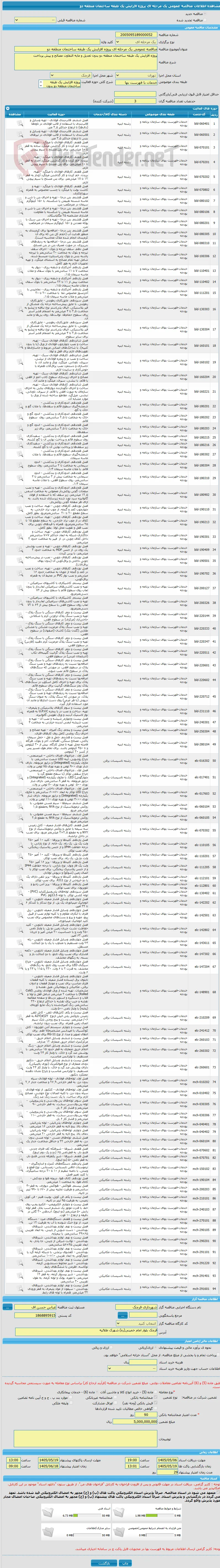 مناقصه عمومی یک مرحله ای پروژه افزایش یک طبقه ساختمان منطقه دو