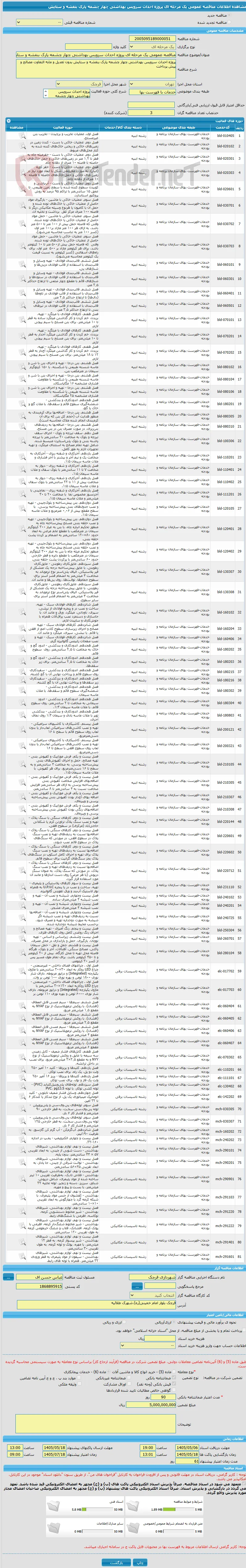 مناقصه عمومی یک مرحله ای پروژه احداث سرویس بهداشتی چهار چشمه پارک بنفشه و ستایش