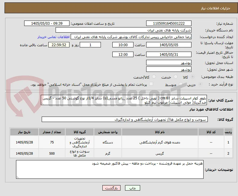 بلوور کولر اسپیلت سایز 61 cm ( توپی داخل ) 25 عدد _زانو مسی(u) سایز 1/4از نوع گوشتی 50 عدد - گریس ضدگیرپاژ( مولی اسپیلت) مرغوب نیم کیلو