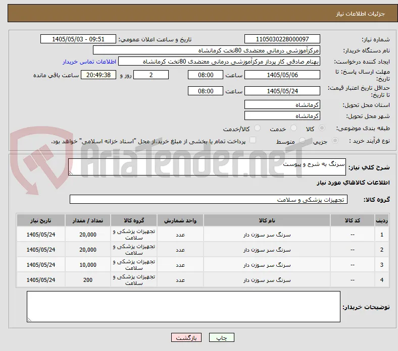 سرنگ به شرح و پیوست