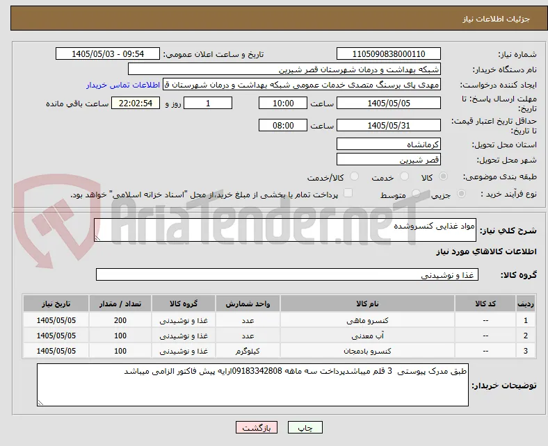 مواد غذایی کنسروشده