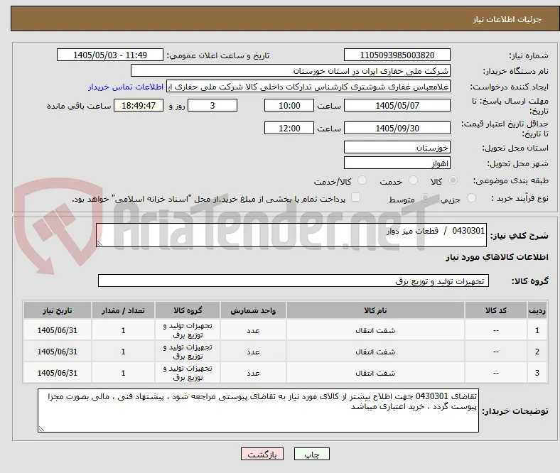 0430301  /  قطعات میز دوار