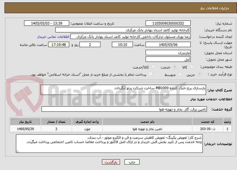 بازسازی برج خنک کننده MB1000 ساخت شرکت پرتو آبگردان.