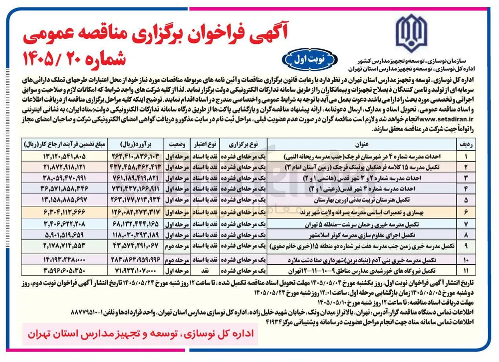 تکمیل هنرستان تربیت بدنی اورین بهارستان 