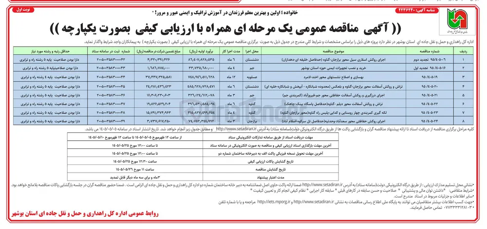 خرید و نصب تجهیزات ایمنی حوزه استان بوشهر 