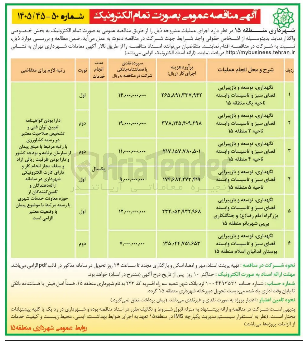 نگهداری، توسعه و بازپیرایی فضای سبز و تاسیسات وابسته بزرگراه امام رضا (ع) و جنگلکاری بی بی شهربانو 