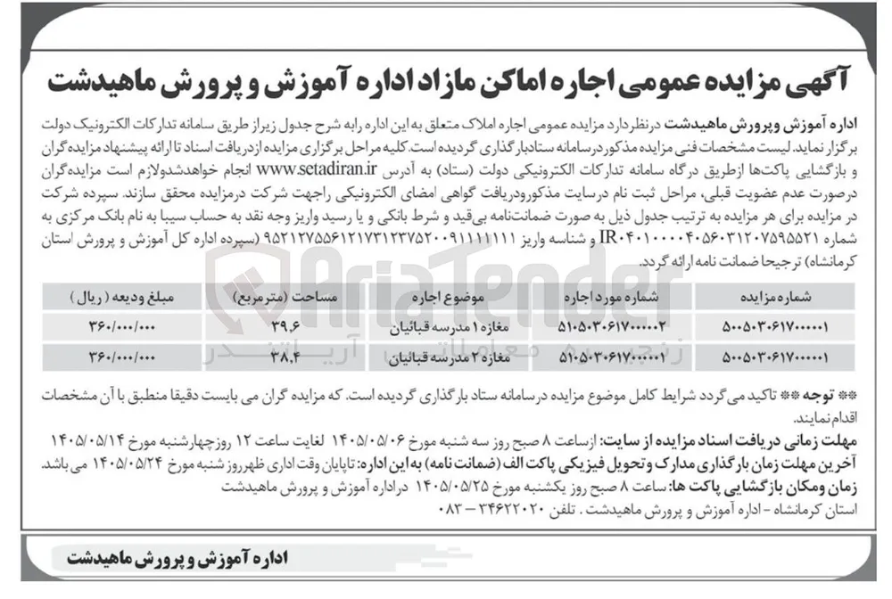 اجاره مغازه ۱ مدرسه قبائیان 
