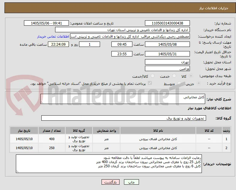 کابل مخابراتی