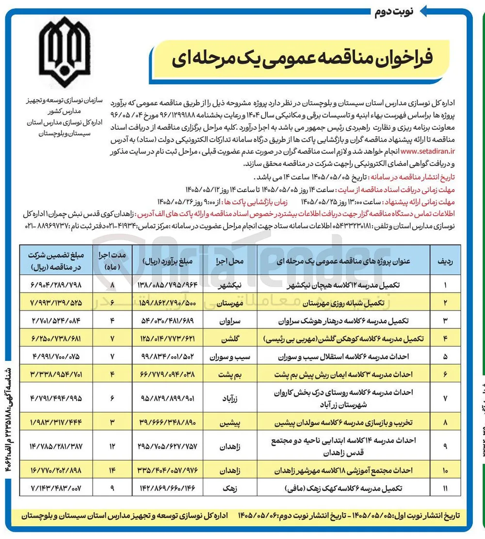 تکمیل مدرسه ۶ کلاسه کهک زهک (مافی) 