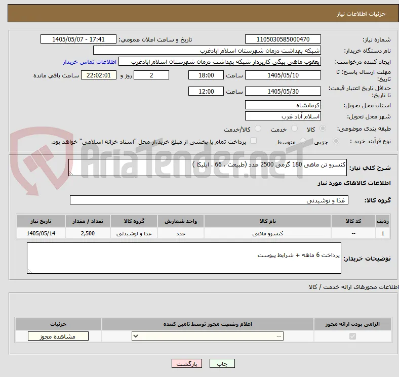 کنسرو تن ماهی 180 گرمی 2500 عدد (طبیعت ، 66 ، ایلیکا )