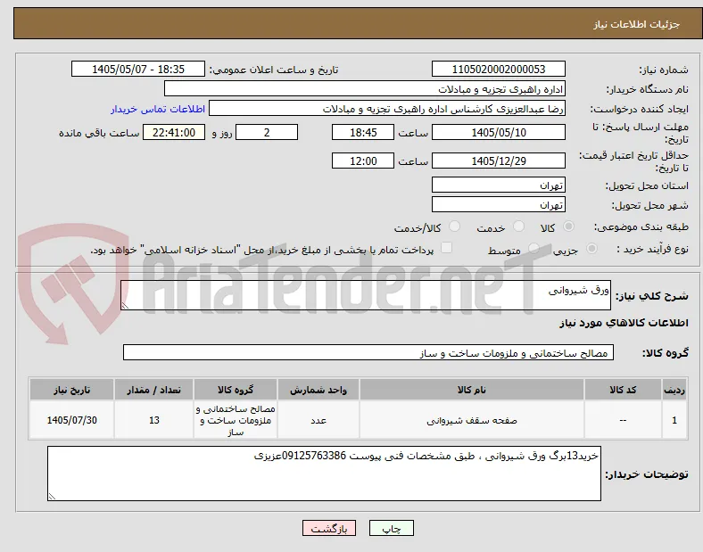 ورق شیروانی