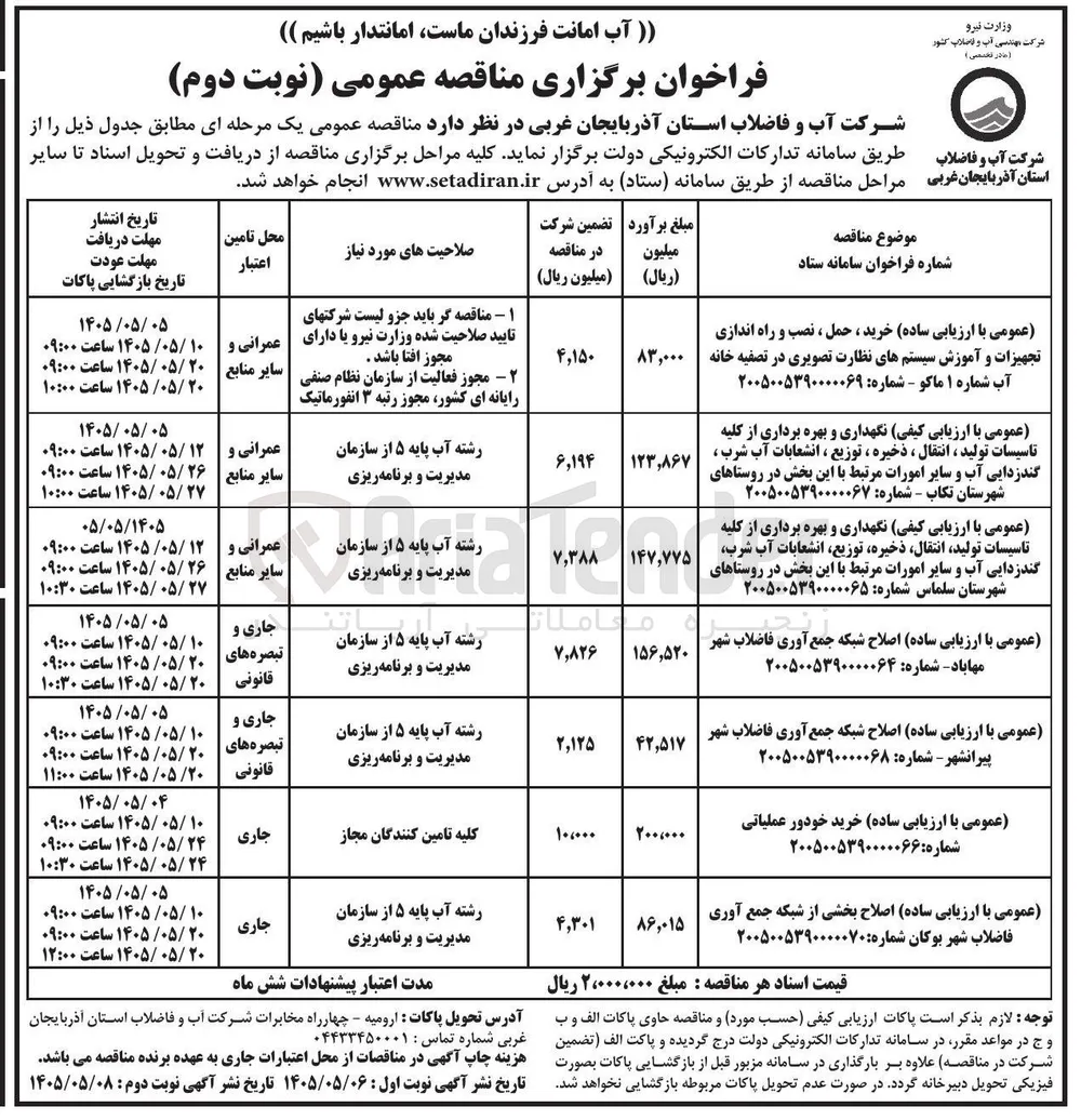  اصلاح شبکه جمع آوری فاضلاب شهر مهاباد