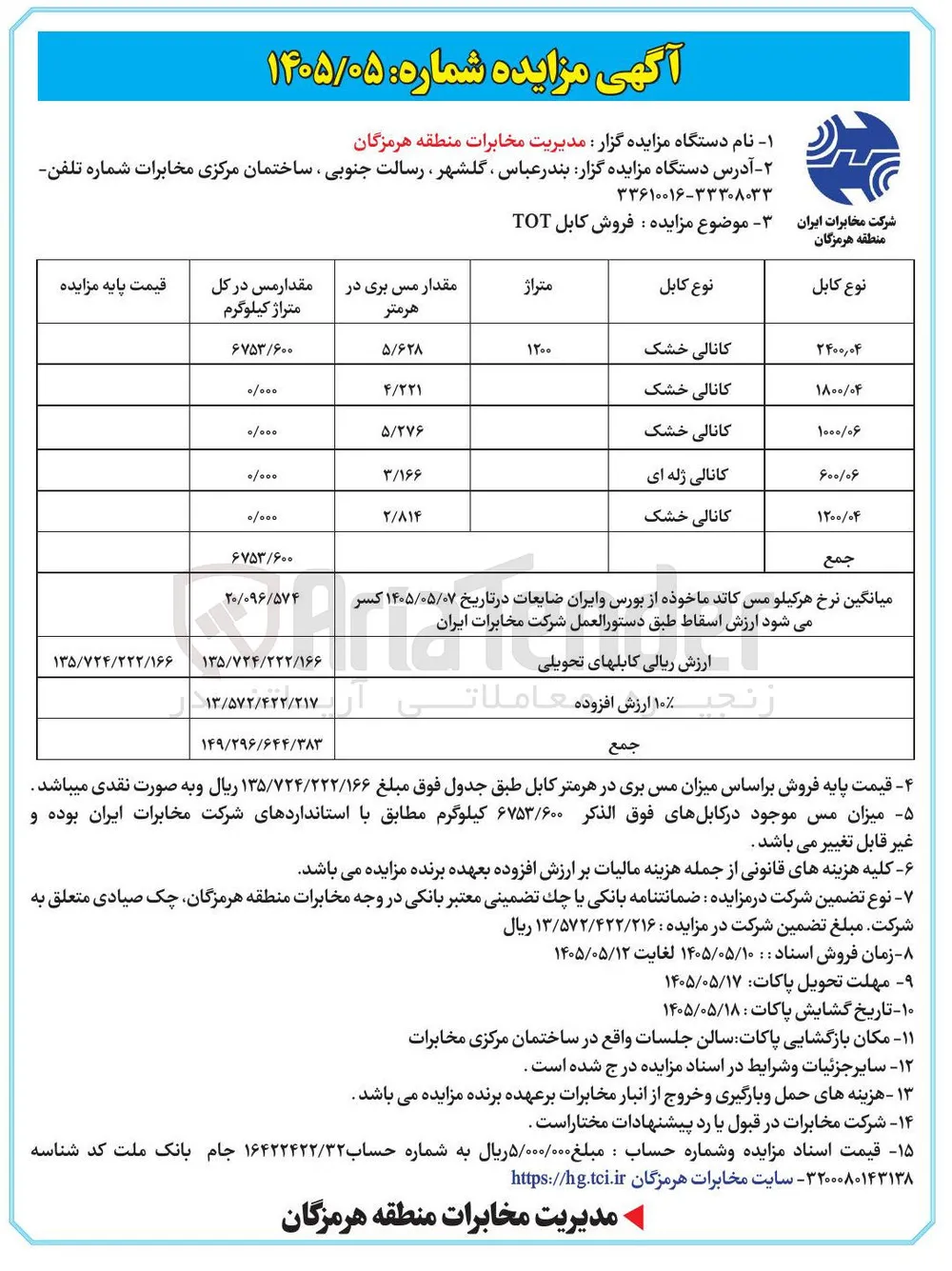 فروش کابل TOT