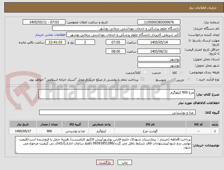 مرغ 900 کیلوگرم