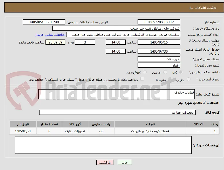 قطعات حفاری