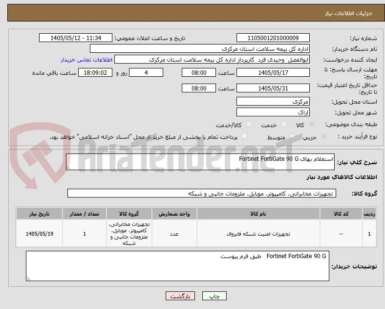 استعلام بهای Fortinet FortiGate 90 G 