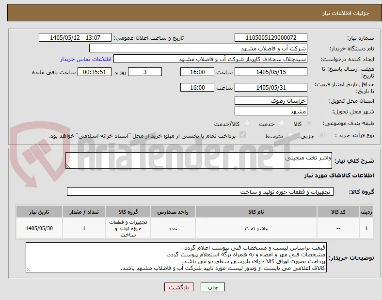 واشر تخت منجیتی