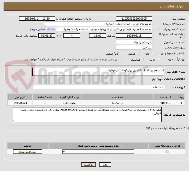 استعلام بها احداث الاچیق بوم گردی غار مزداوند