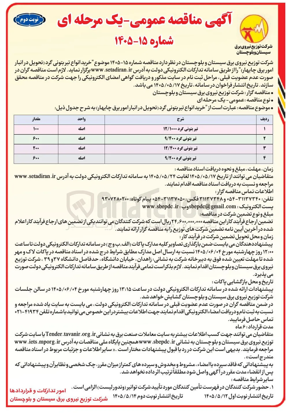 خرید انواع تیر بتونی گرد