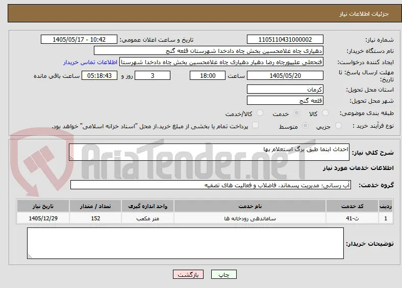 احداث ابنما طبق برگ استعلام بها