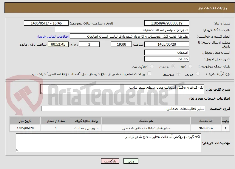 لکه گیری و روکش آسفالت معابر سطح شهر نیاسر