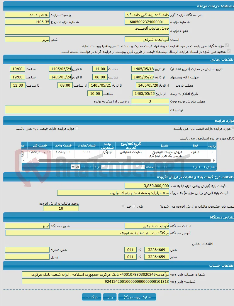 فروش ضایعات آلومینیوم