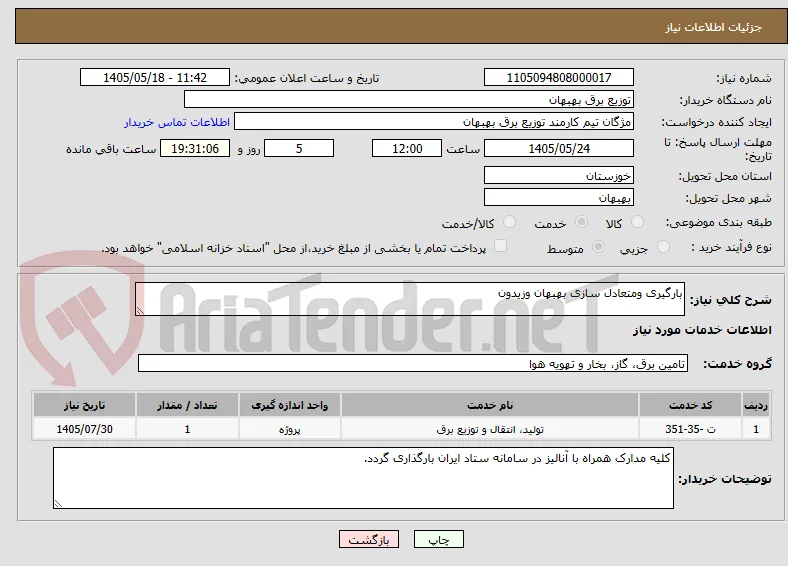 بارگیری ومتعادل سازی بهبهان وزیدون 