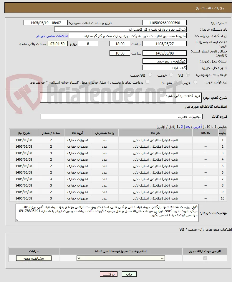 خرید قطعات یدکی تلمبه