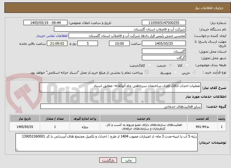 عملیات احداث اتاقک فلزی ساختمان سرچاهی چاه آلوکلاته- مطابق اسناد