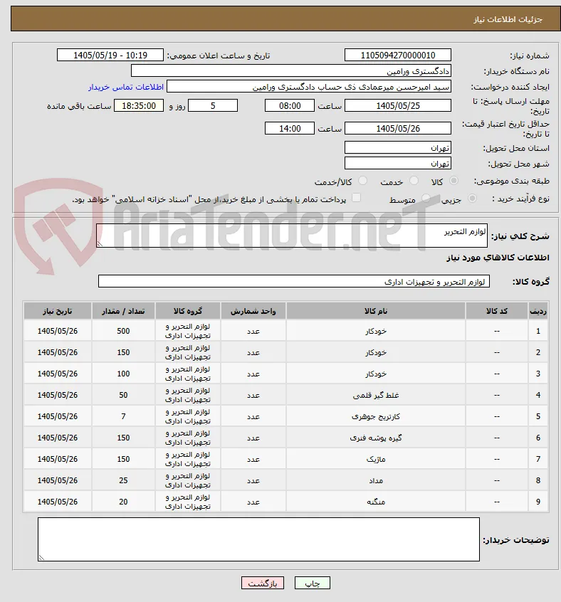 لوازم التحریر 