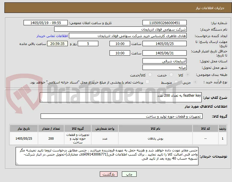 feather key به تعداد 200 عدد
