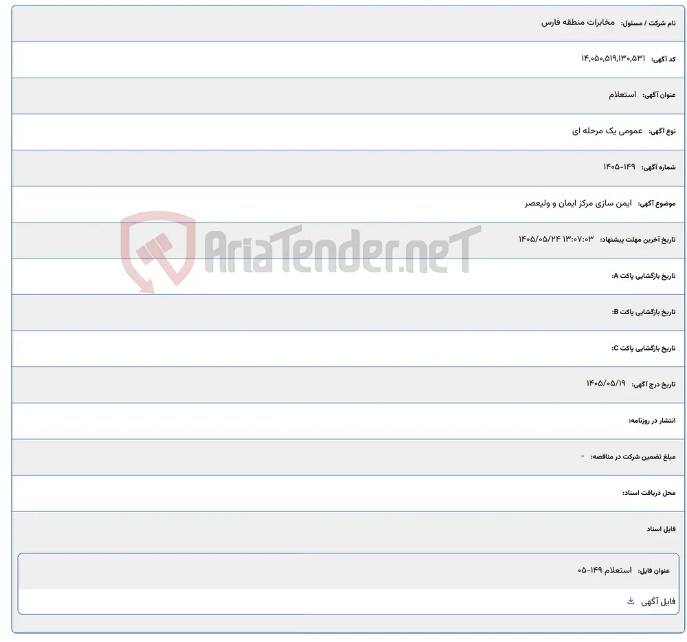 ایمن سازی مرکز ایمان و ولیعصر
