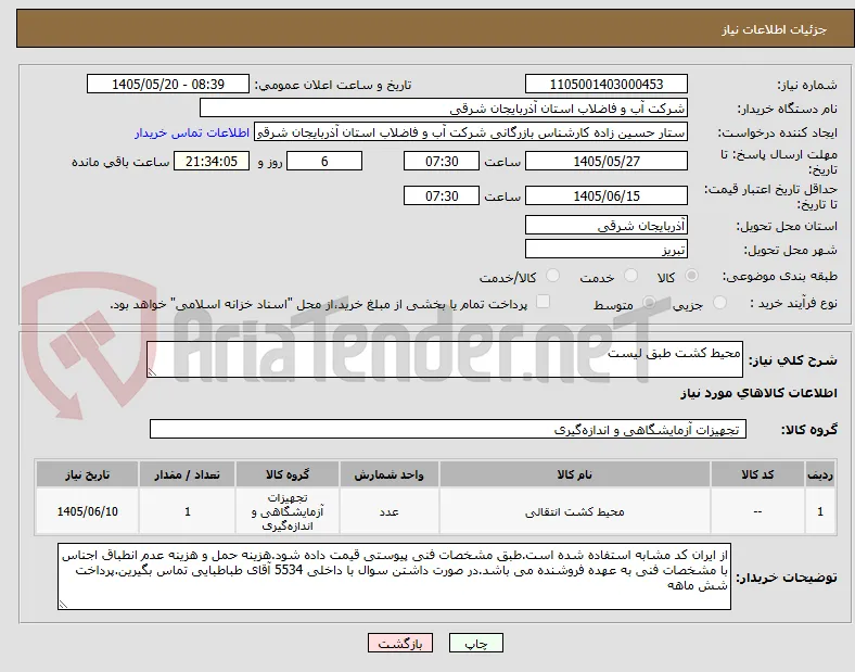 محیط کشت طبق لیست