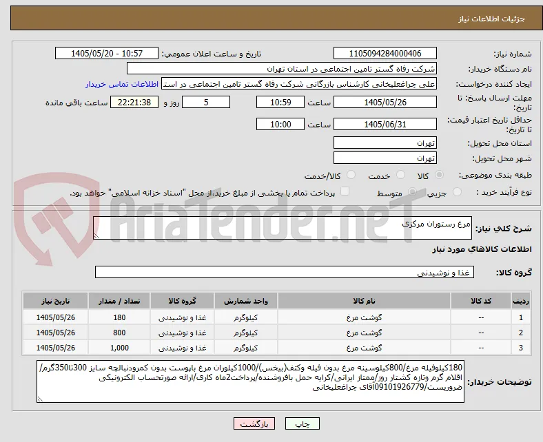مرغ رستوران مرکزی