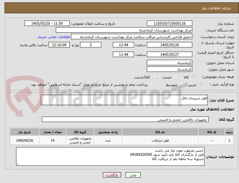 قفل شبندی اتاق