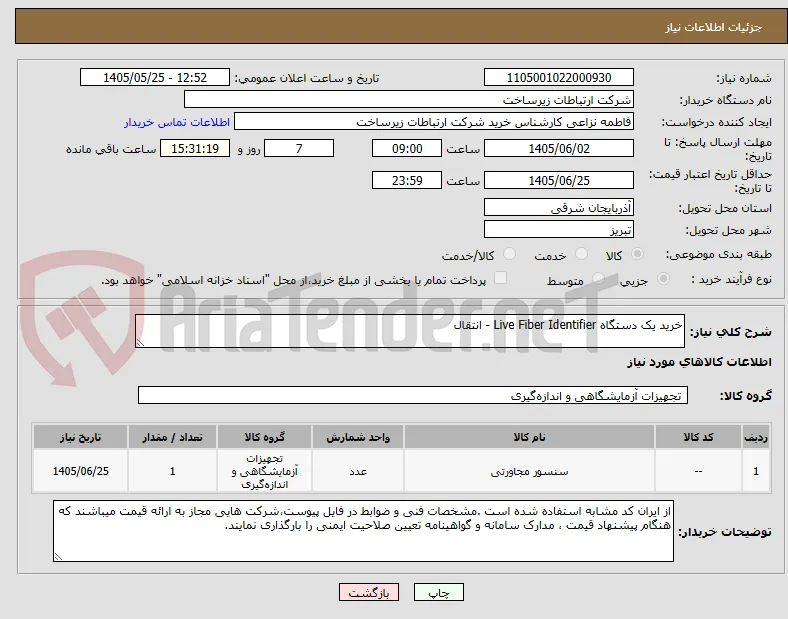 خرید یک دستگاه Live Fiber Identifier - انتقال