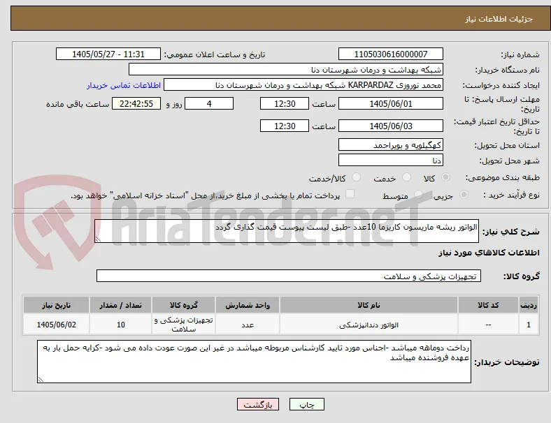 الواتور ریشه ماریسون کاریزما 10عدد -طبق لیست پیوست قیمت گذاری گردد 