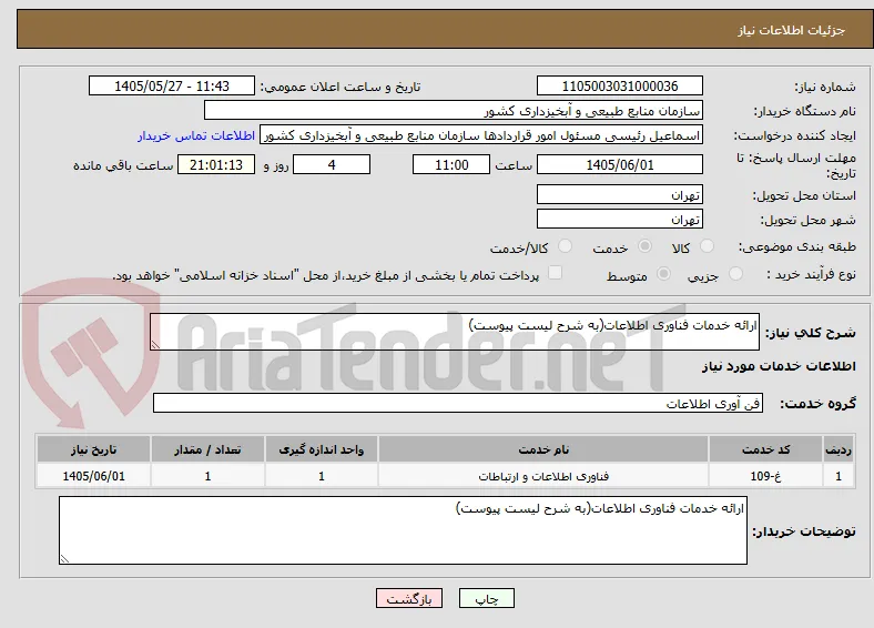 ارائه خدمات فناوری اطلاعات(به شرح لیست پیوست)