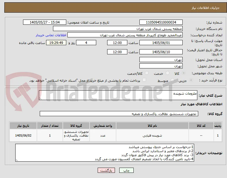 ملزومات شوینده