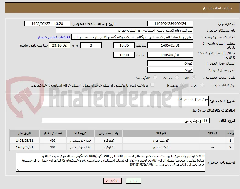 مرغ مرکز شمس آباد