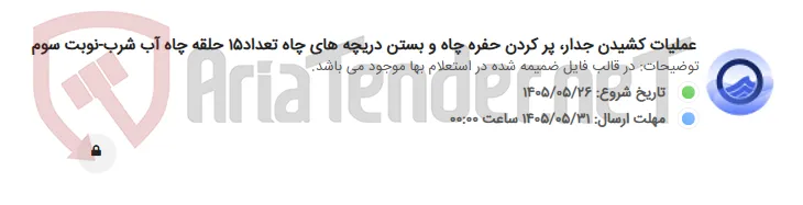 عملیات کشیدن جدار، پر کردن حفره چاه و بستن دریچه های چاه تعداد15 حلقه چاه آب شرب-نوبت سوم