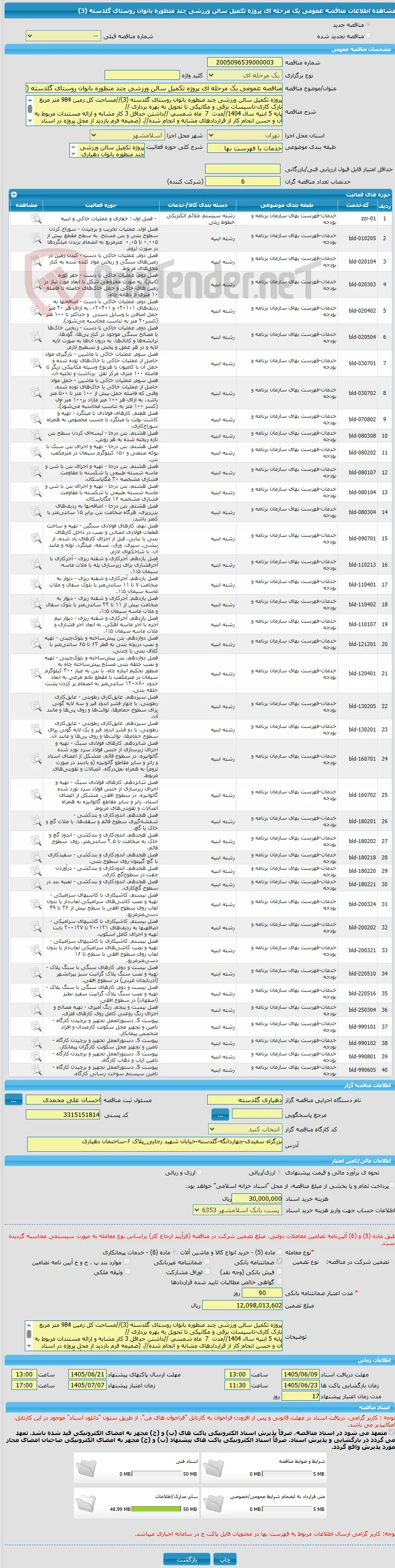 مناقصه عمومی یک مرحله ای پروژه تکمیل سالن ورزشی چند منظوره بانوان روستای گلدسته (3)