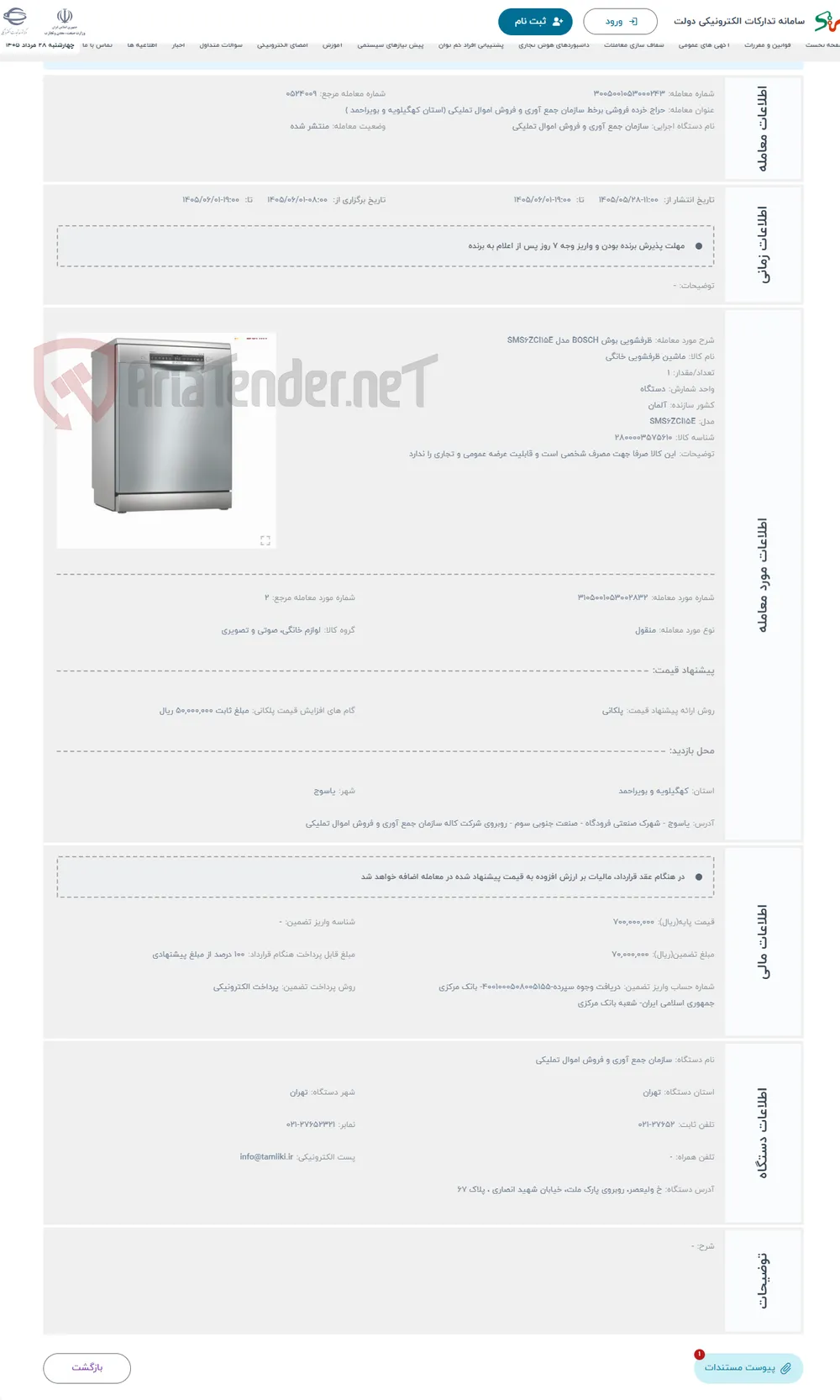 حراج ظرفشویی بوش BOSCH مدل SMS6ZCI15E