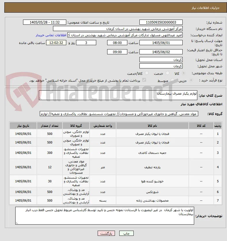 لوازم یکبار مصرف بیمارستان