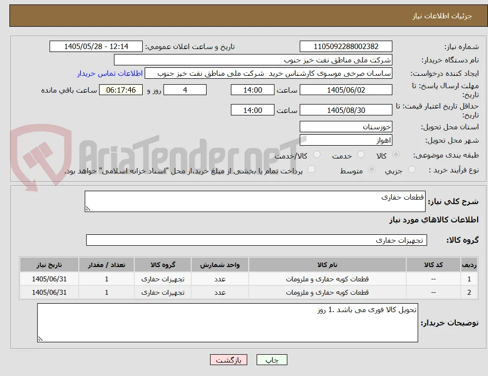 قطعات حفاری
